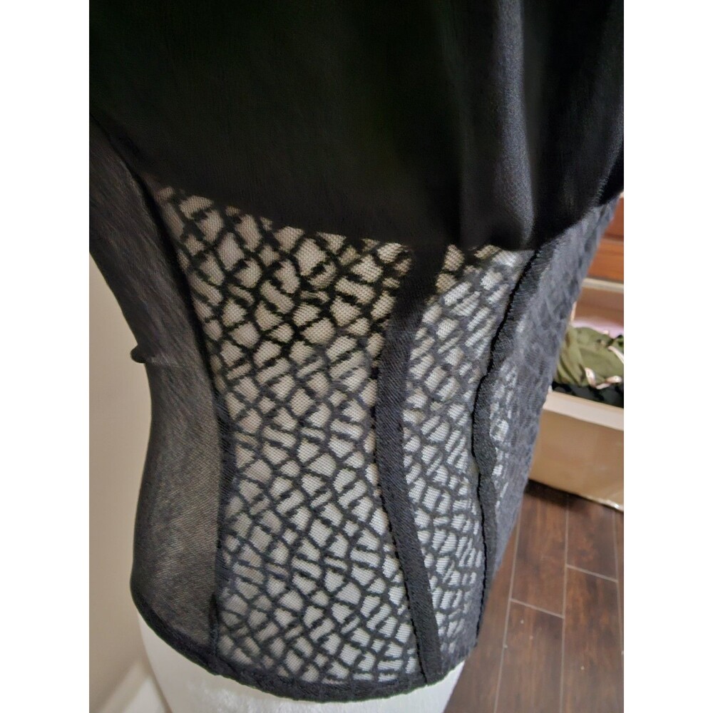 Lulus-Women's Mesh Puff Sleeve Bodysuit-Black/size Length: 21"​ Pit to pit 16 - Picture 7 of 15